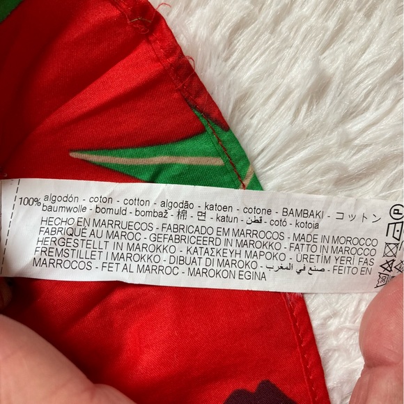 Zara red floral off shoulder cropped ruffle shirt - Picture 7 of 14